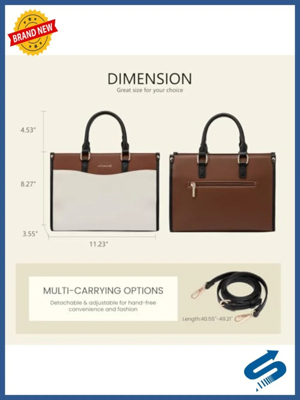 Vegan Leather Satchel Bag for Women, Top Handle Crossbody Shoulder Purse with